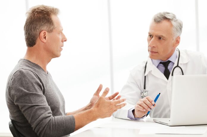 Male with chronic prostatitis in the doctor's office